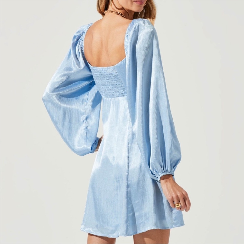 SOLD ASTR The Label Long Sleeve Satin Mini Dress - Picture 3 of 9